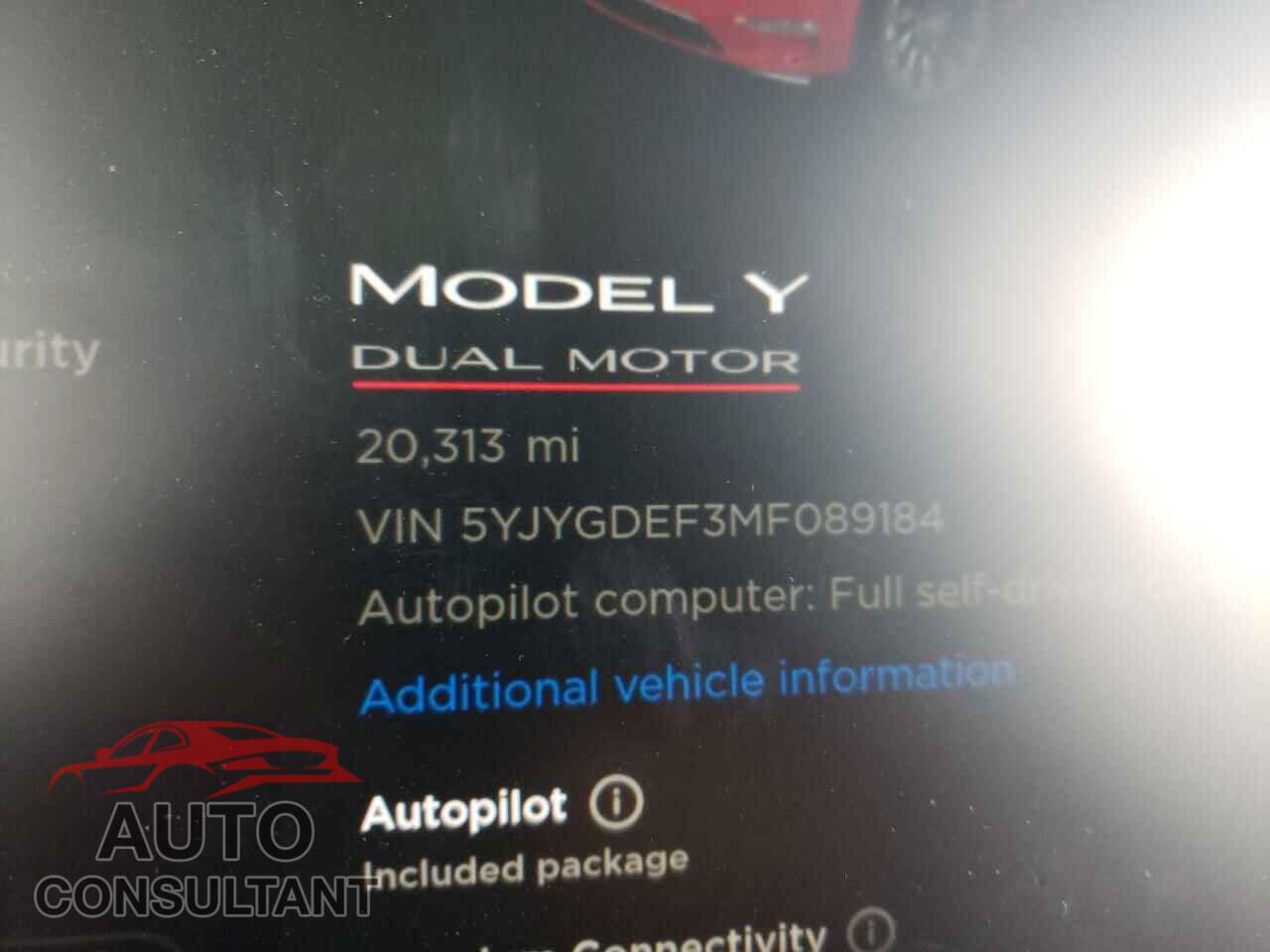 TESLA MODEL Y 2021 - 5YJYGDEF3MF089184
