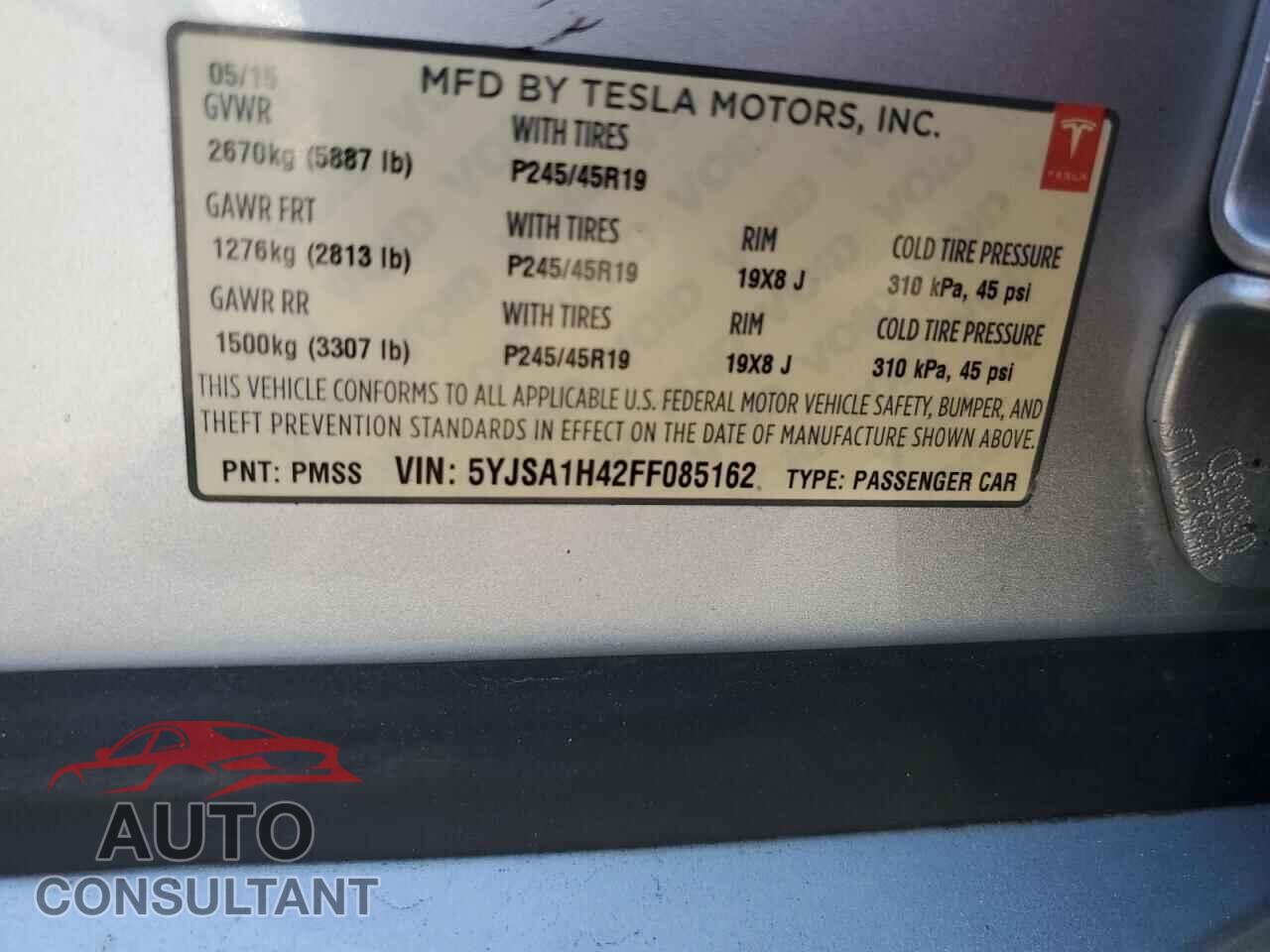 TESLA MODEL S 2015 - 5YJSA1H42FF085162