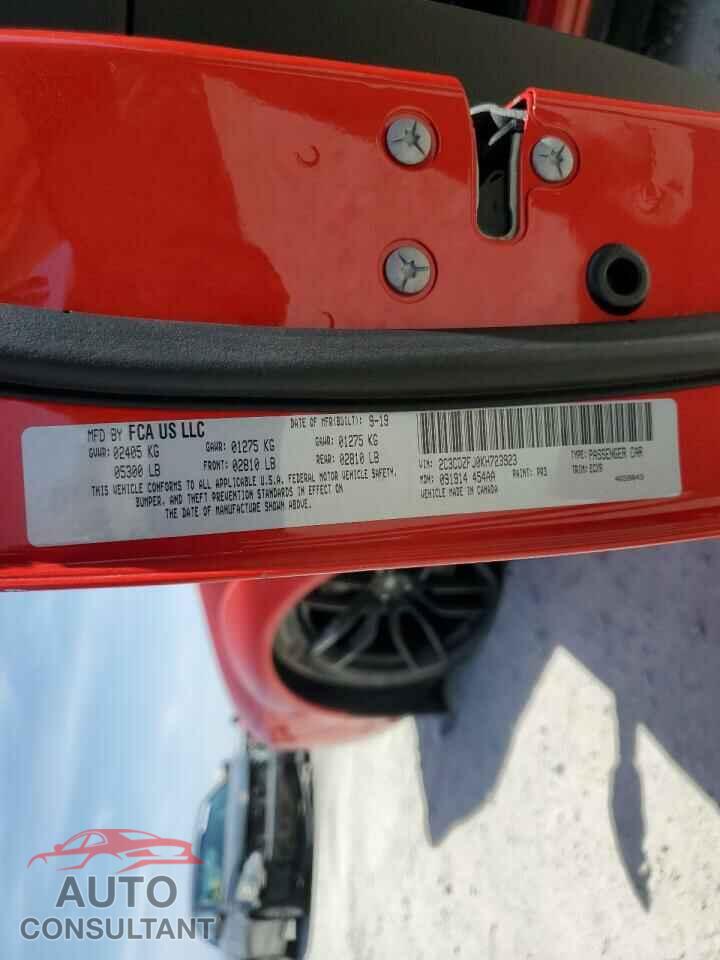 DODGE CHALLENGER 2019 - 2C3CDZFJ0KH723923