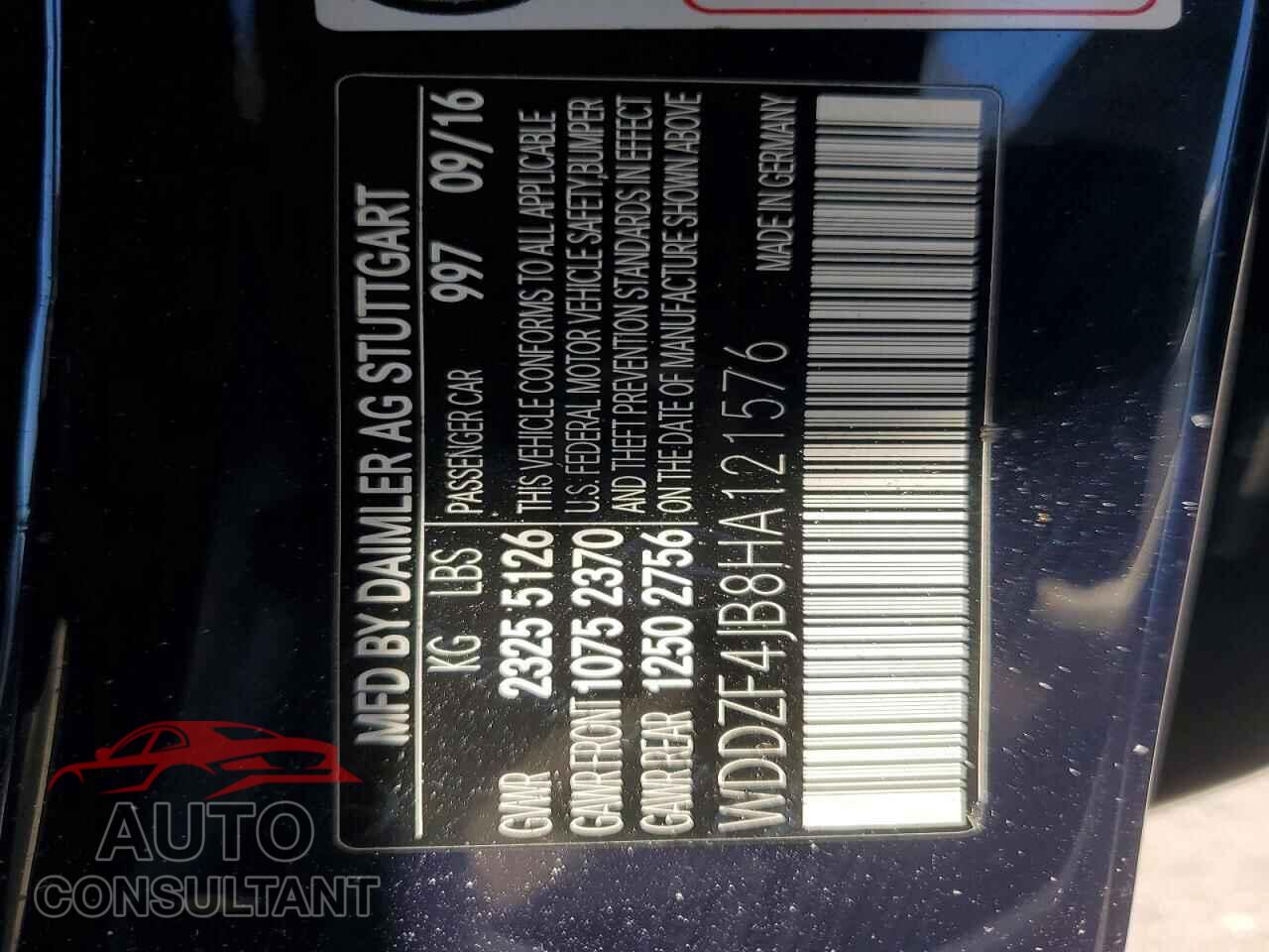 MERCEDES-BENZ E-CLASS 2017 - WDDZF4JB8HA121576