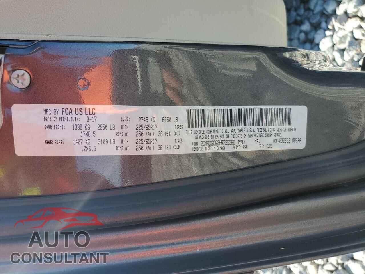 DODGE CARAVAN 2017 - 2C4RDGCG2HR735562