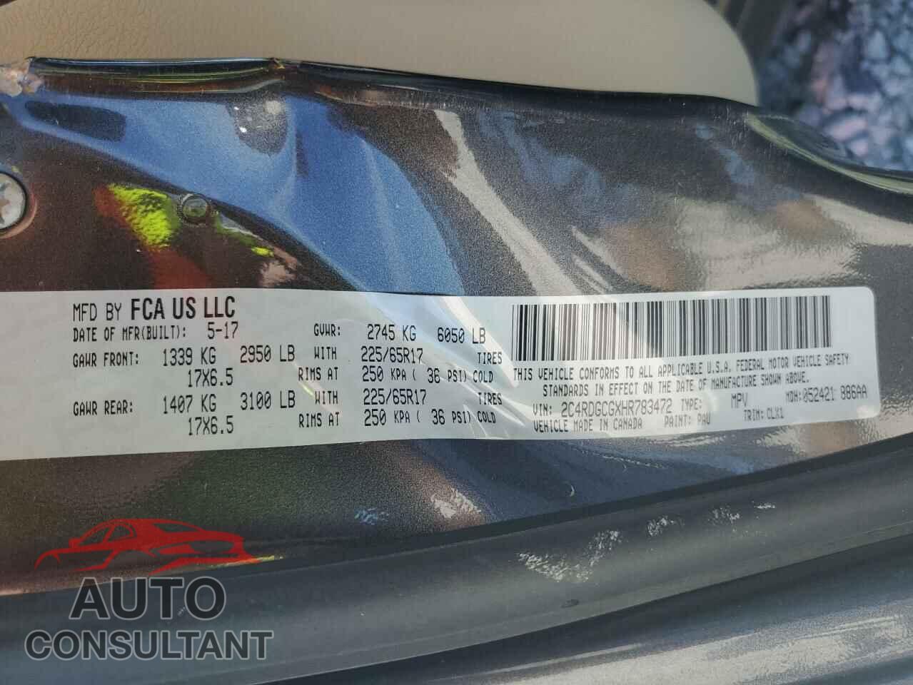DODGE CARAVAN 2017 - 2C4RDGCGXHR783472