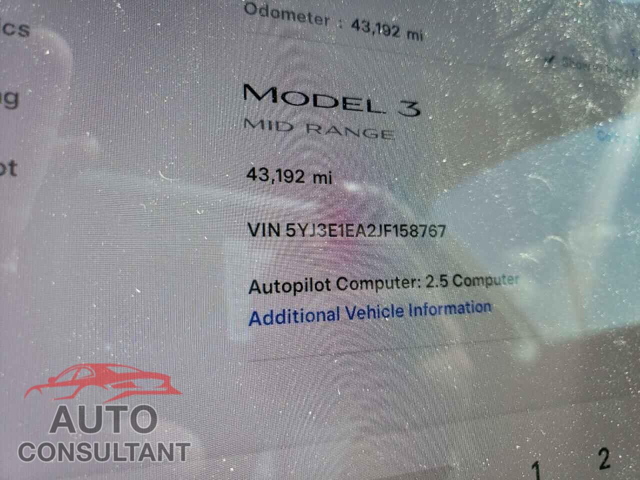 TESLA MODEL 3 2018 - 5YJ3E1EA2JF158767