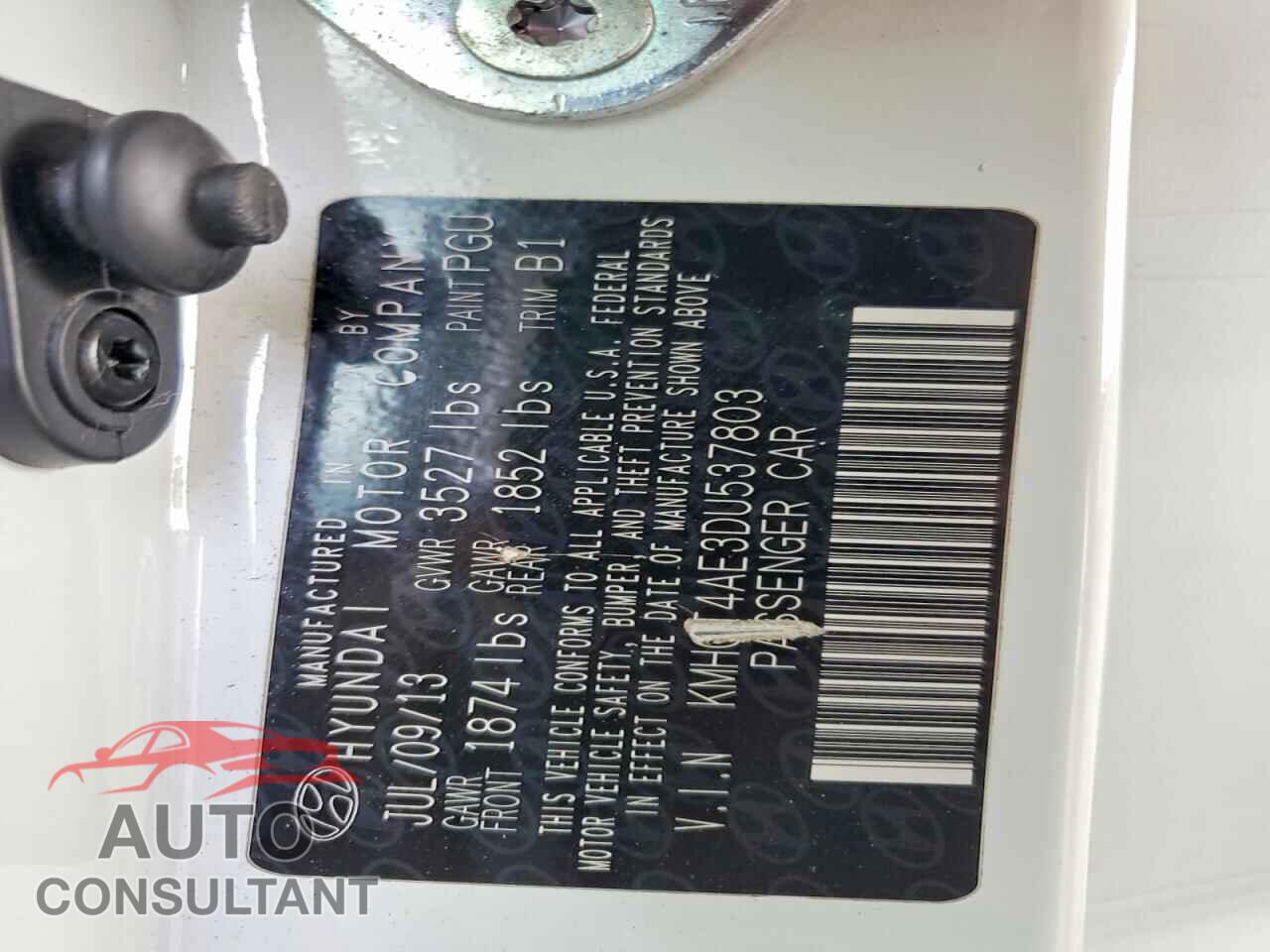 HYUNDAI ACCENT 2013 - KMHCT4AE3DU537803