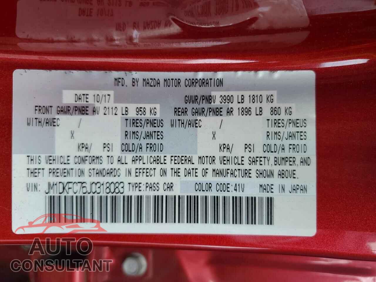 MAZDA CX-3 2018 - JM1DKFC76J0318083