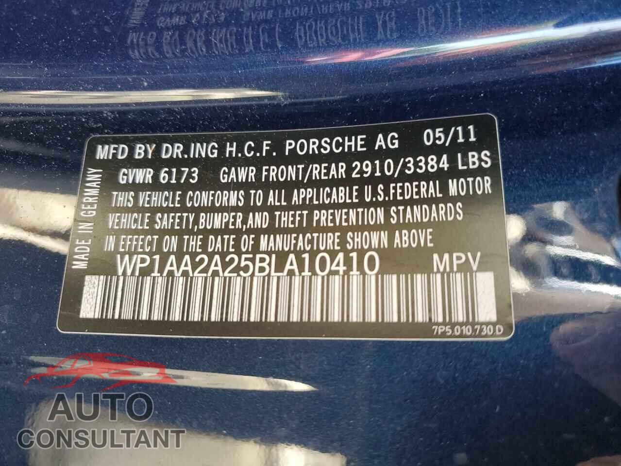 PORSCHE CAYENNE 2011 - WP1AA2A25BLA10410