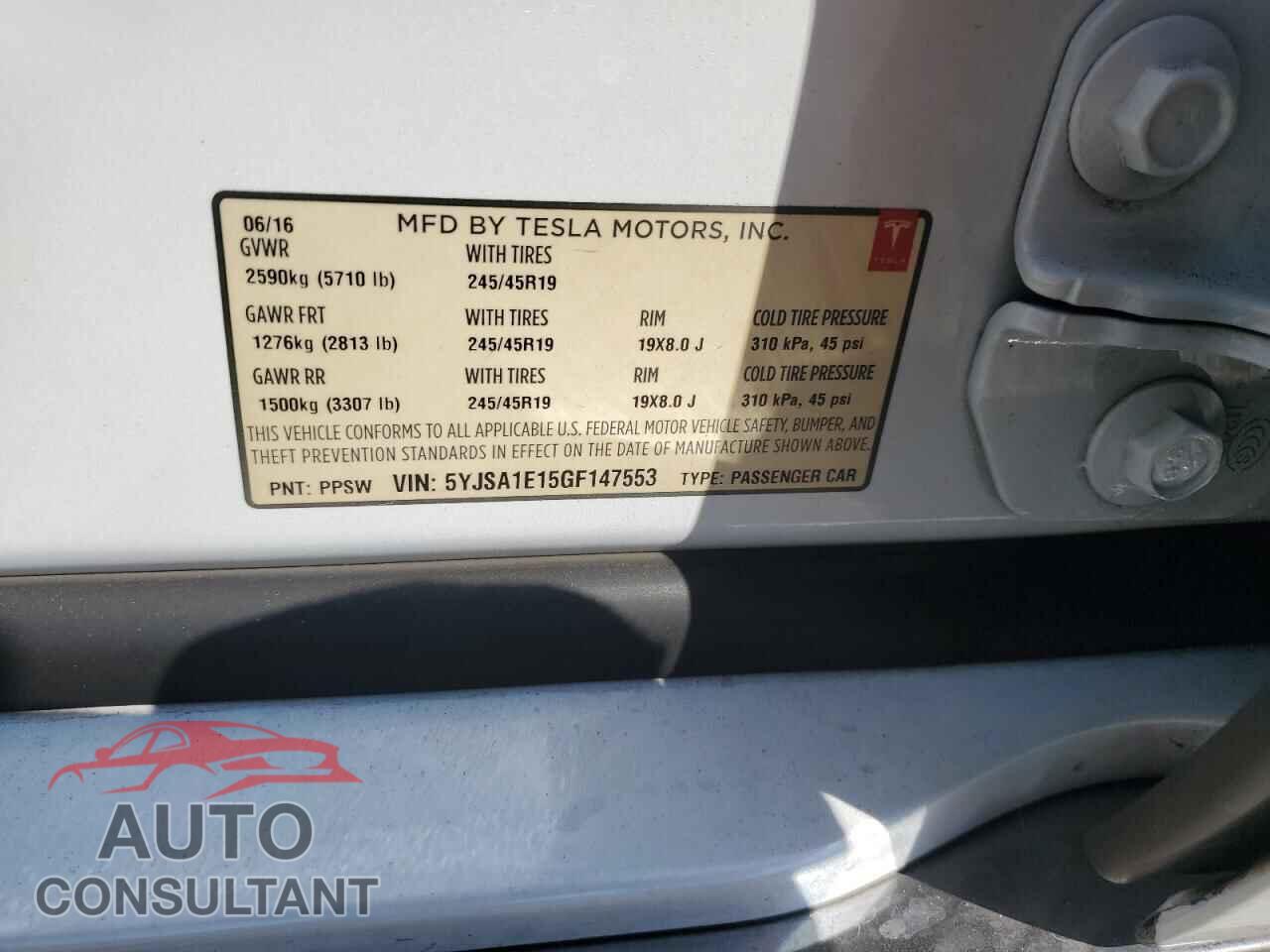 TESLA MODEL S 2016 - 5YJSA1E15GF147553