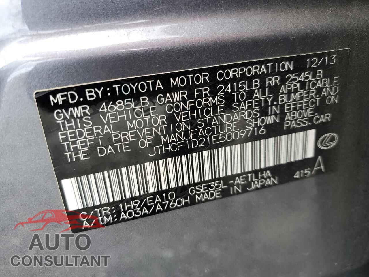 LEXUS IS 2014 - JTHCF1D21E5009716