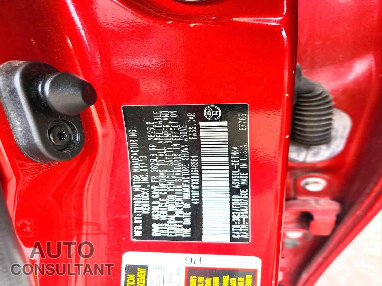 TOYOTA CAMRY 2013 - 4T1BF1FK8DU646581