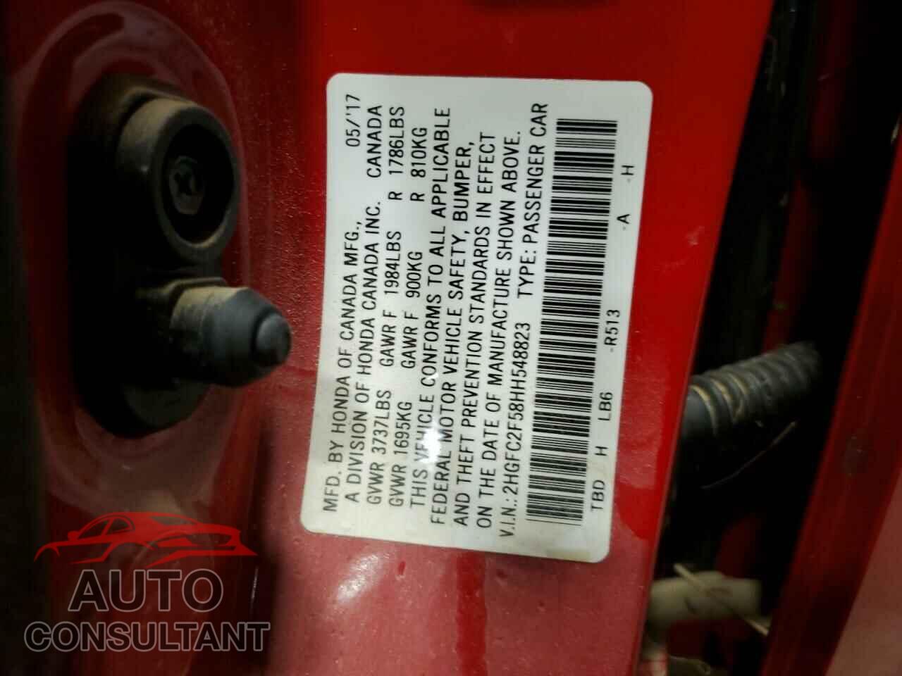 HONDA CIVIC 2017 - 2HGFC2F58HH548823