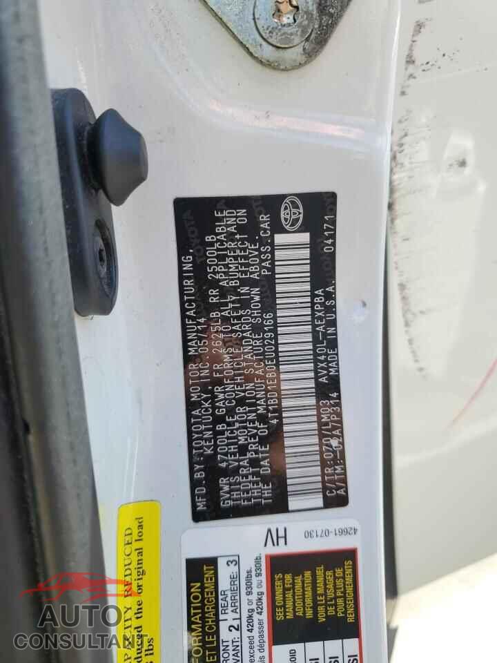 TOYOTA AVALON 2014 - 4T1BD1EB0EU029166