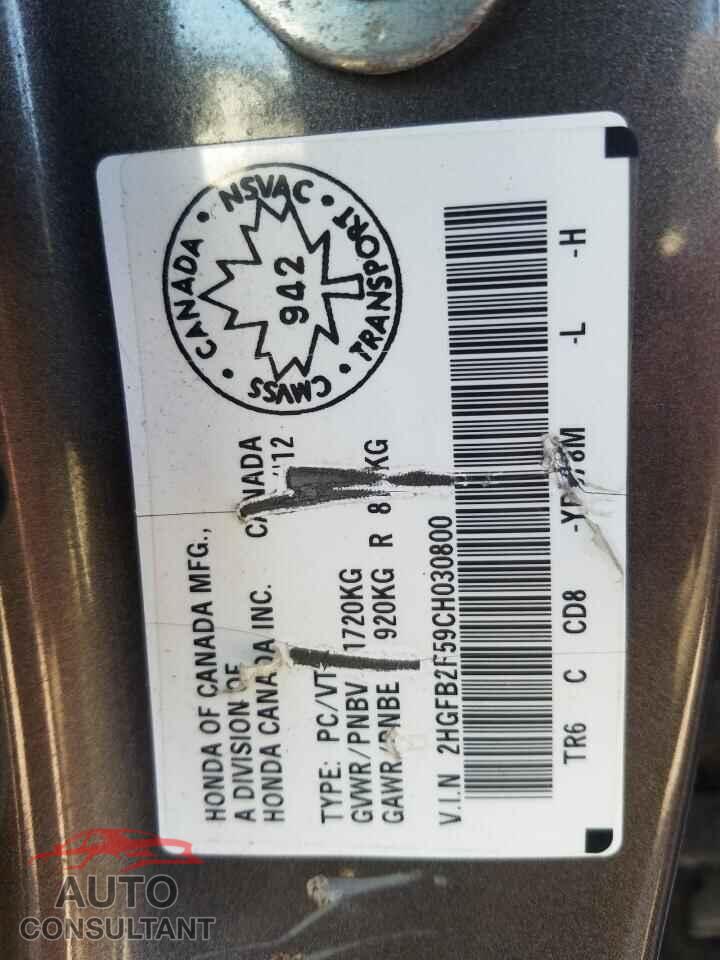 HONDA CIVIC 2012 - 2HGFB2F59CH030800