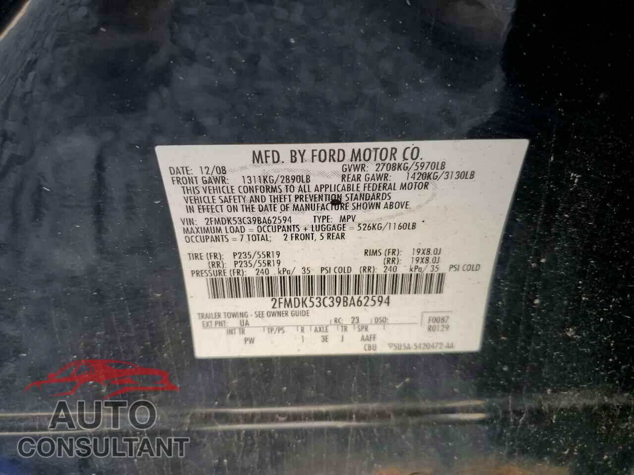 FORD FLEX 2009 - 2FMDK53C39BA62594