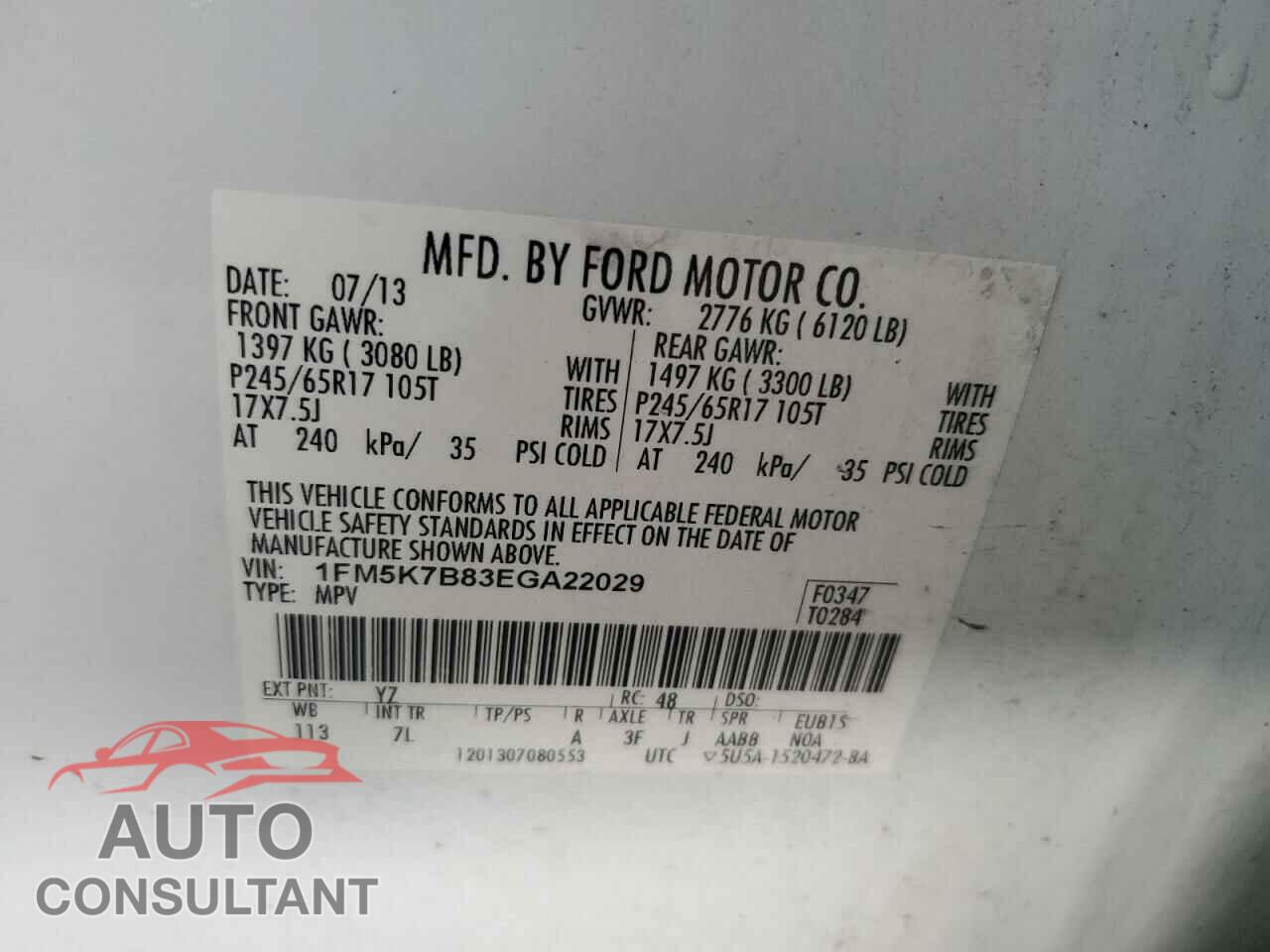 FORD EXPLORER 2014 - 1FM5K7B83EGA22029