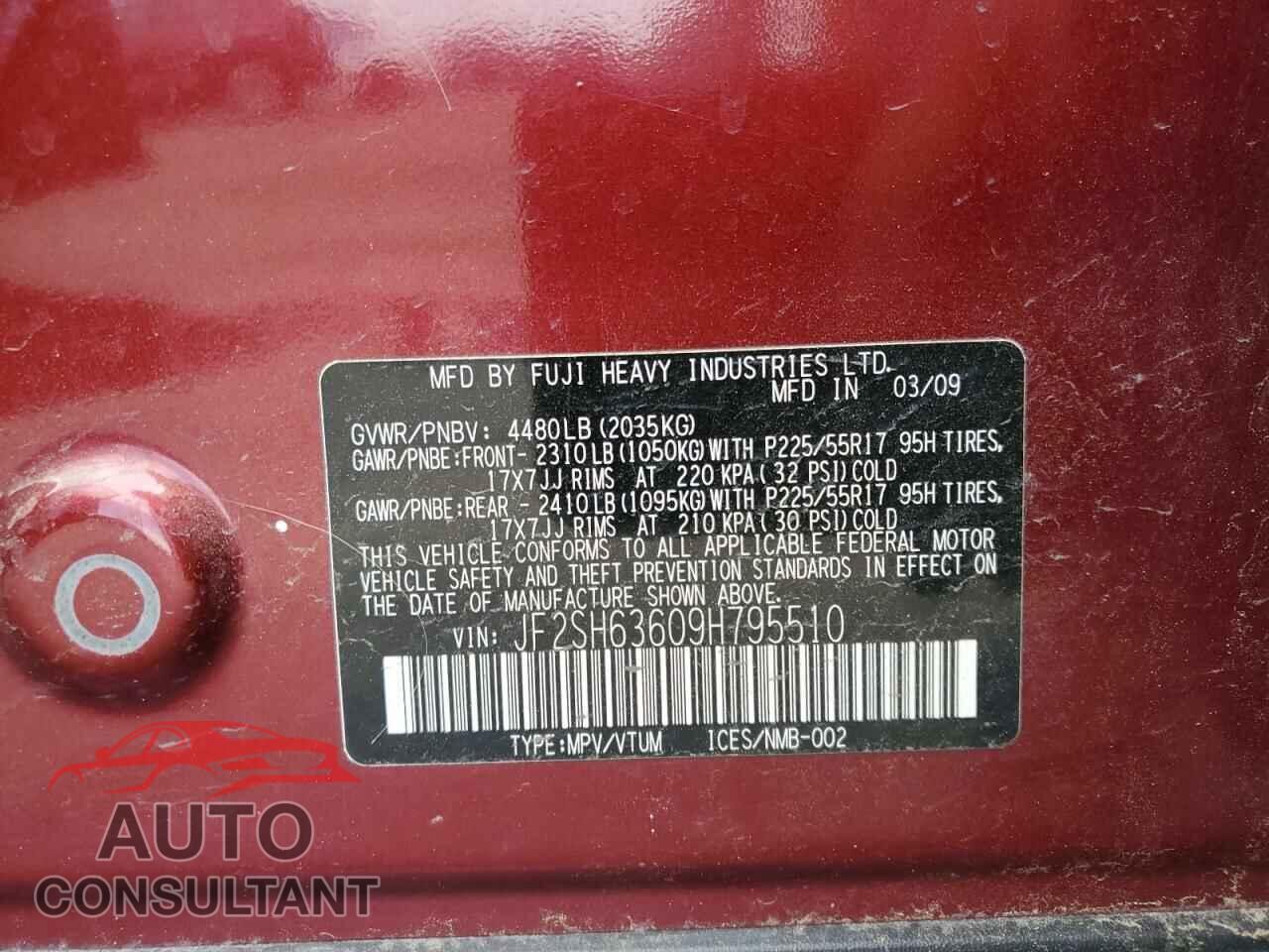 SUBARU FORESTER 2009 - JF2SH63609H795510