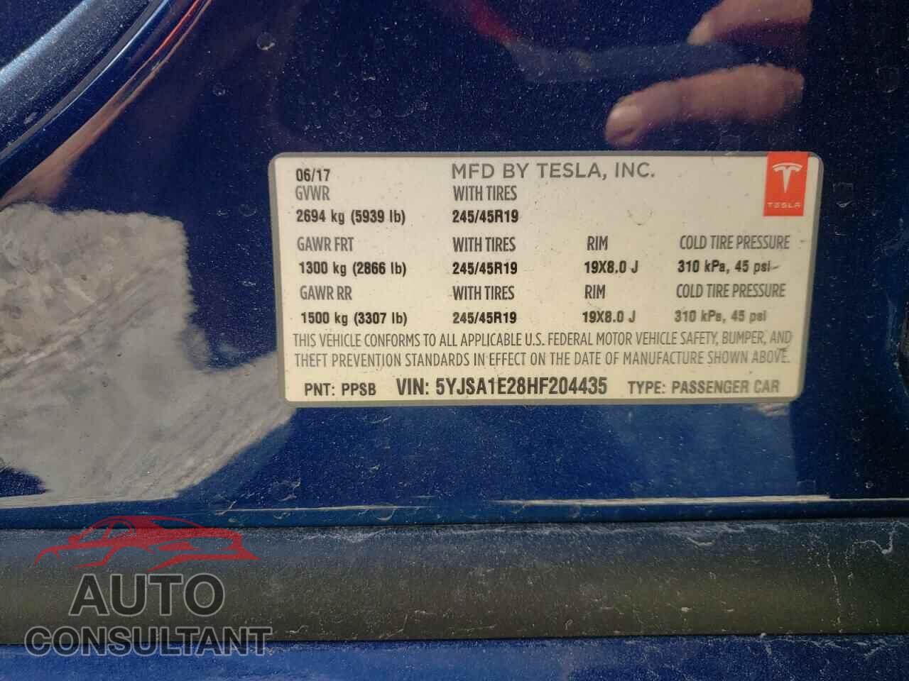 TESLA MODEL S 2017 - 5YJSA1E28HF204435
