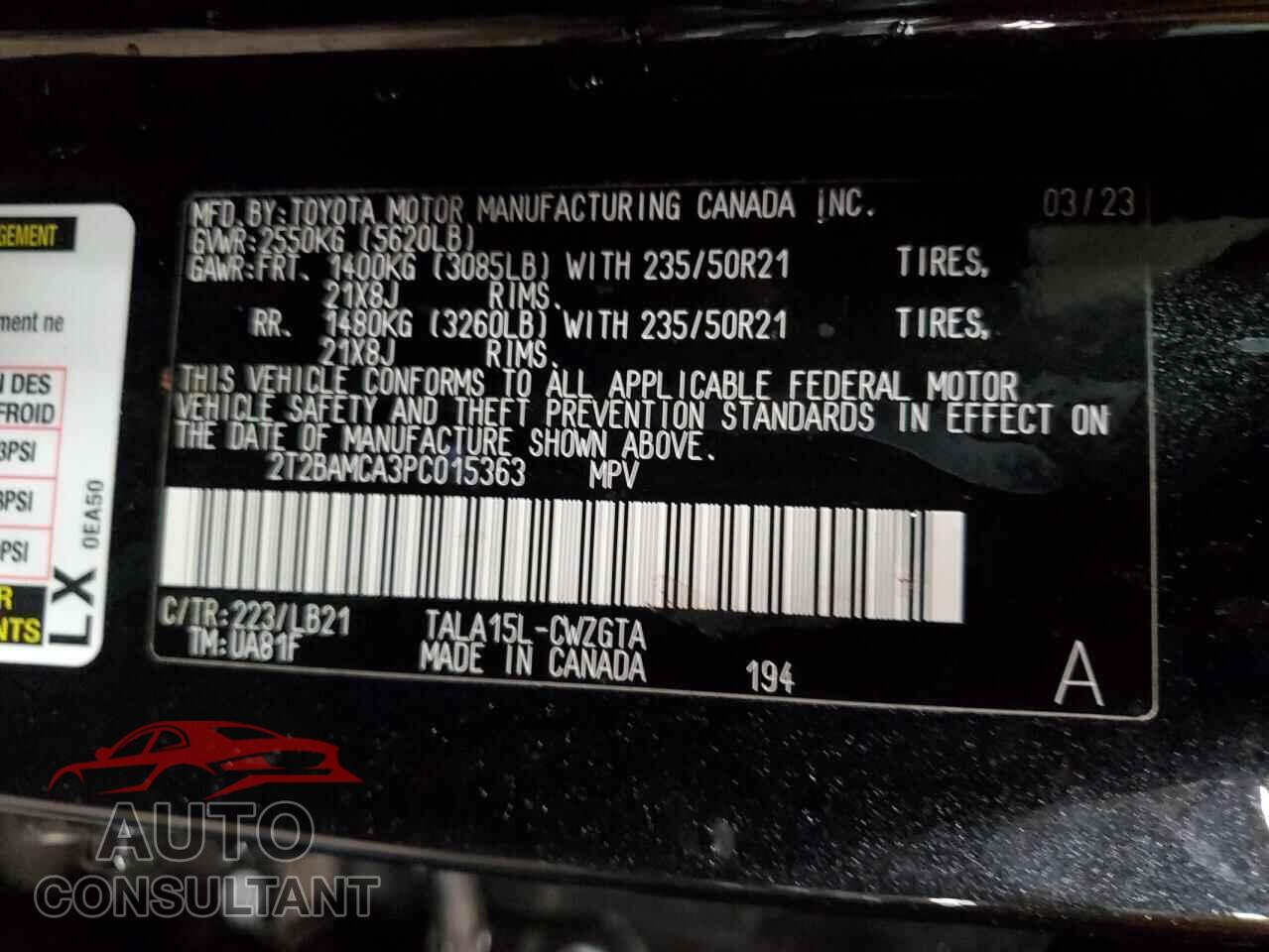 LEXUS RX350 2023 - 2T2BAMCA3PC015363