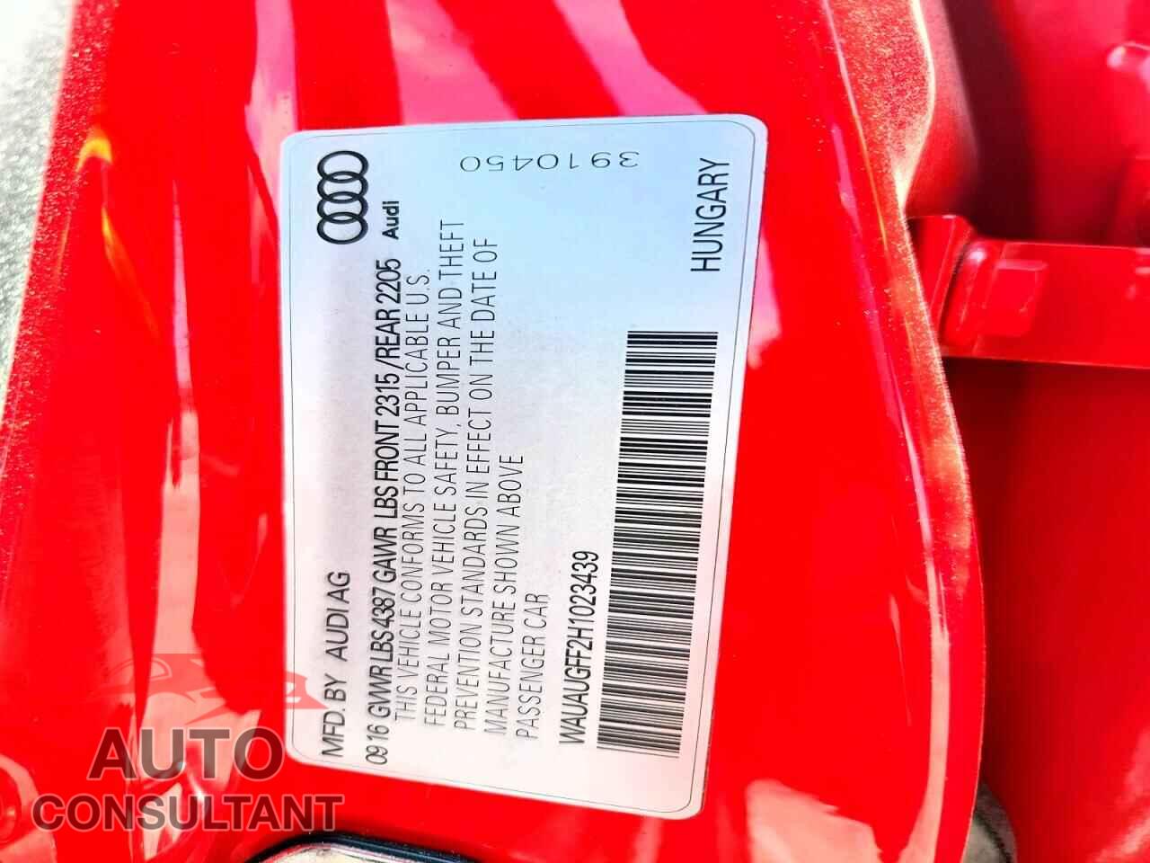 AUDI A3 2017 - WAUAUGFF2H1023439