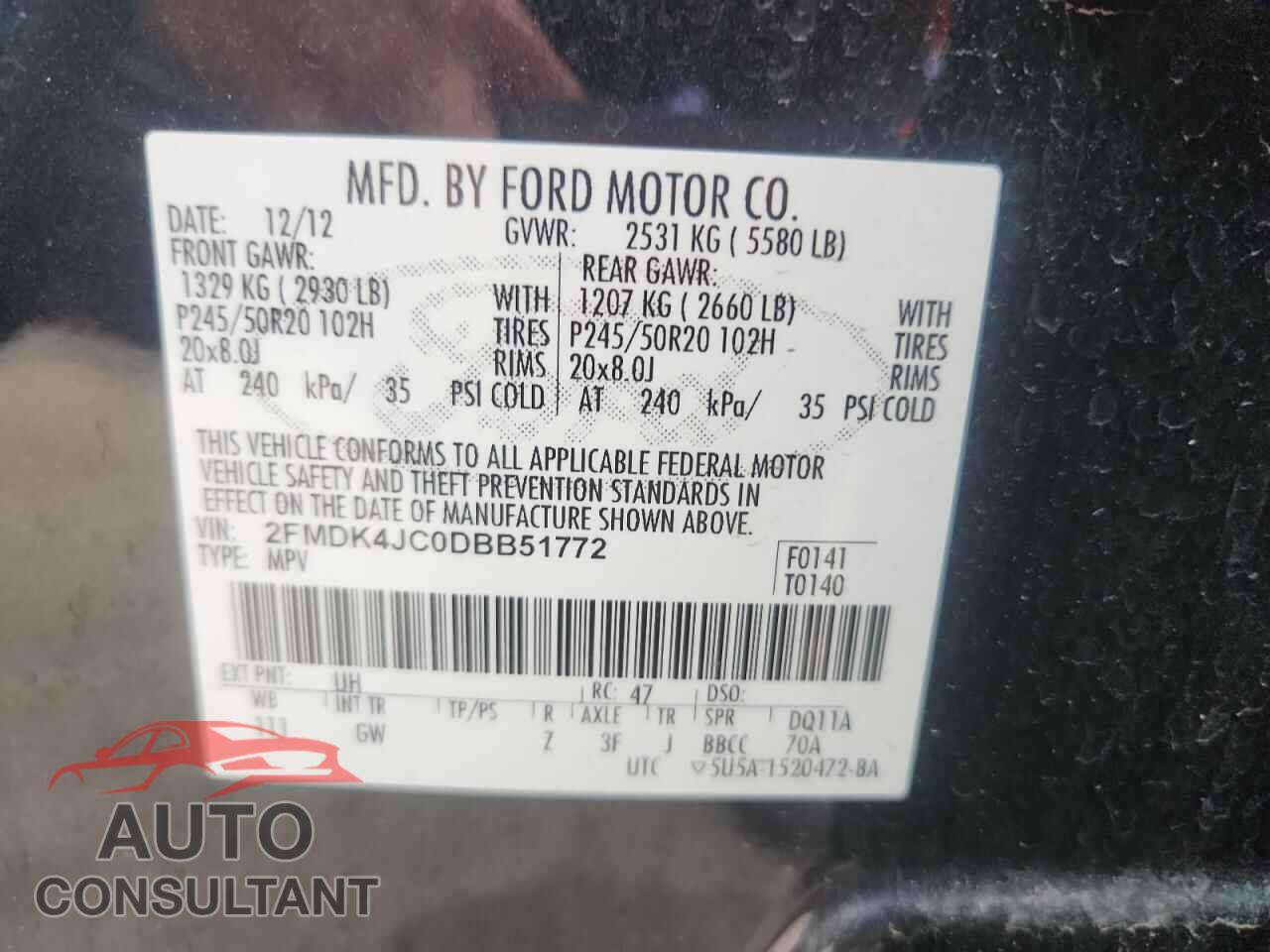 FORD EDGE 2013 - 2FMDK4JC0DBB51772