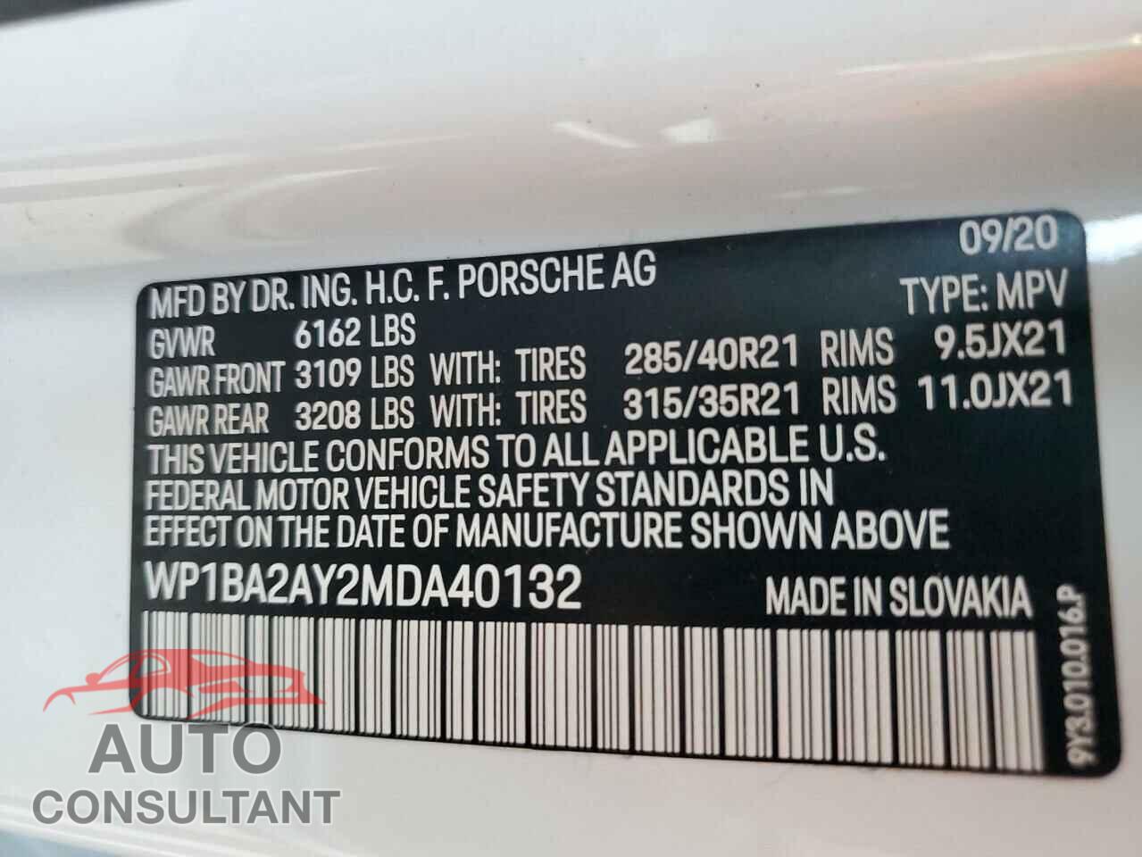 PORSCHE CAYENNE 2021 - WP1BA2AY2MDA40132