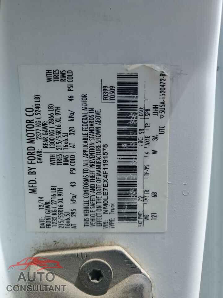 FORD TRANSIT 2015 - NM0LE7EX4F1191578