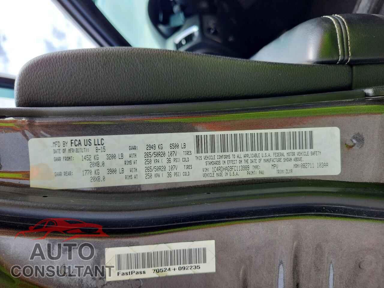 DODGE DURANGO 2015 - 1C4RDHAG9FC113989