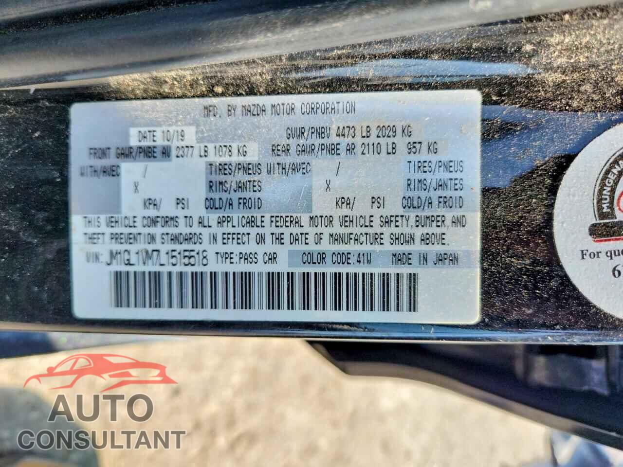 MAZDA 6 2020 - JM1GL1VM7L1515518