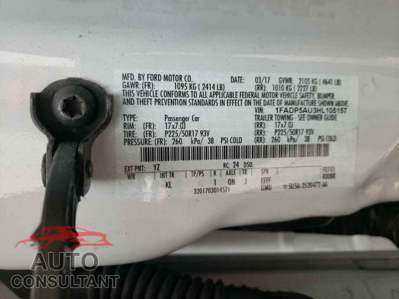 FORD CMAX 2017 - 1FADP5AU3HL105157