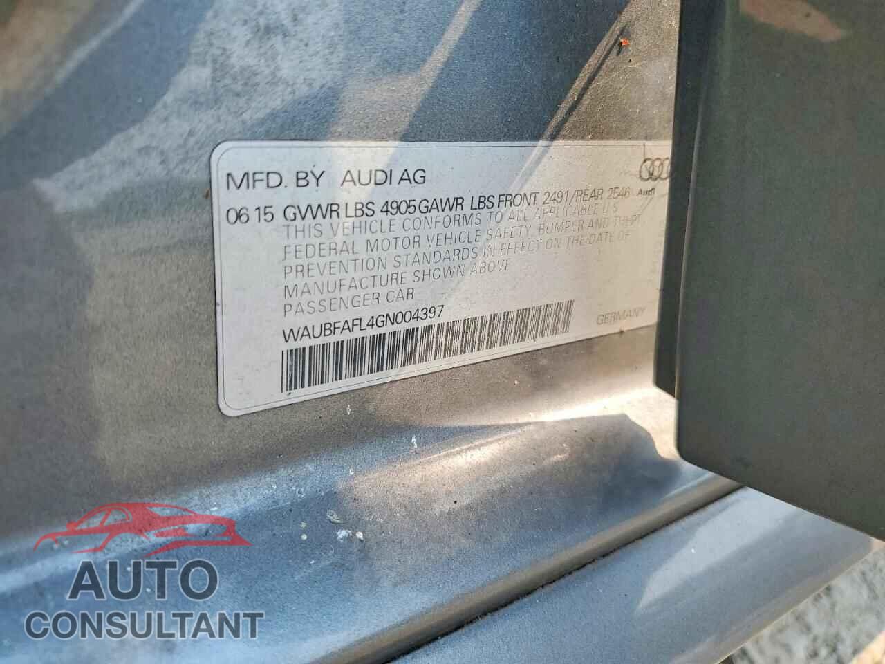 AUDI A4 2016 - WAUBFAFL4GN004397