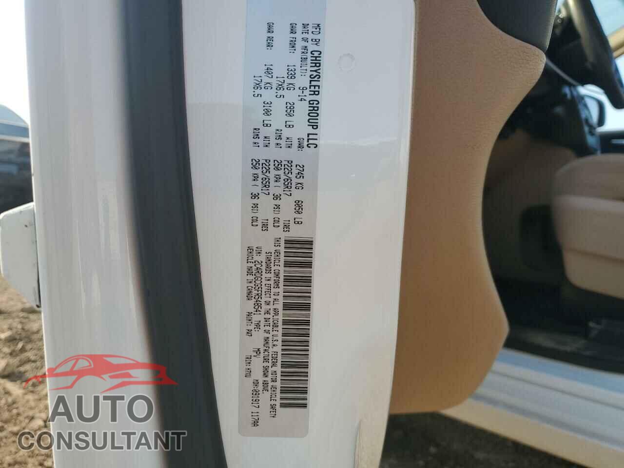 DODGE CARAVAN 2015 - 2C4RDGCG5FR548541