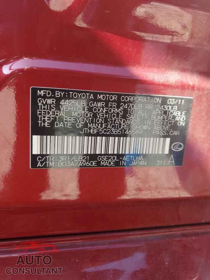 LEXUS IS 2011 - JTHBF5C23B5146589