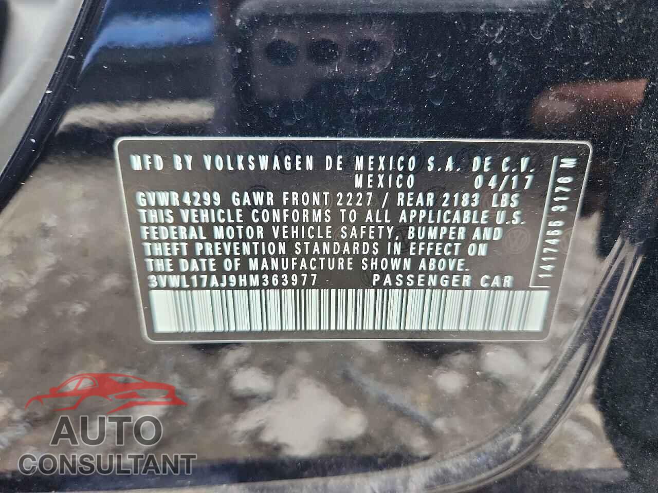 VOLKSWAGEN JETTA 2017 - 3VWL17AJ9HM363977