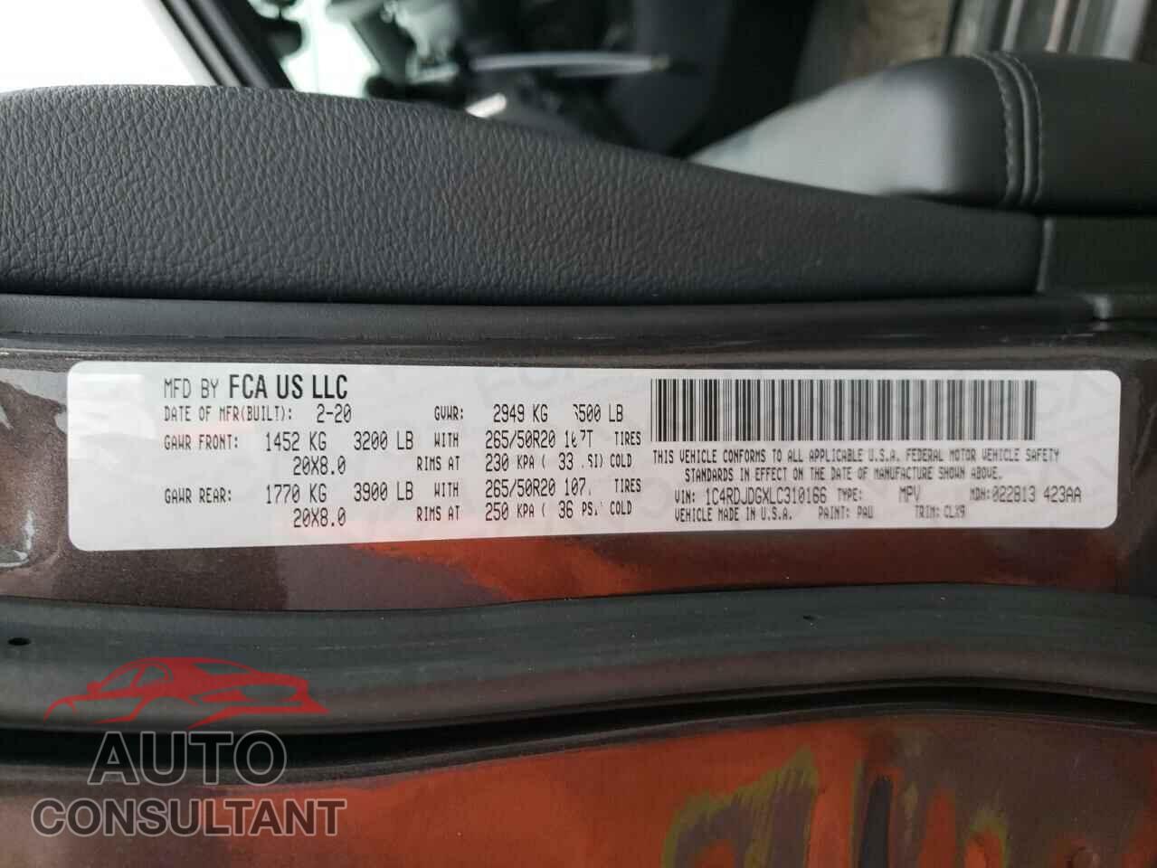 DODGE DURANGO 2020 - 1C4RDJDGXLC310166