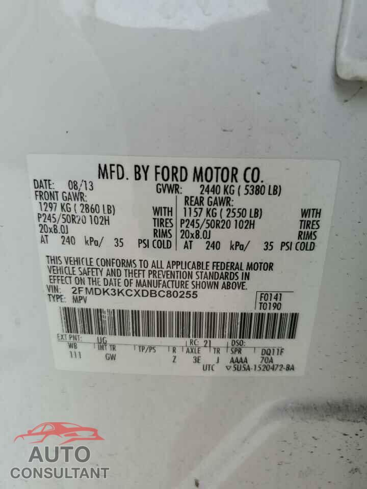 FORD EDGE 2013 - 2FMDK3KCXDBC80255