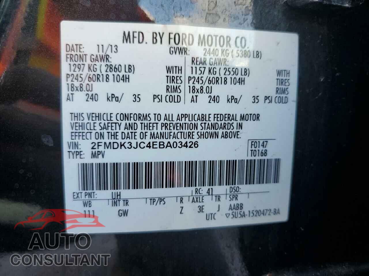 FORD EDGE 2014 - 2FMDK3JC4EBA03426