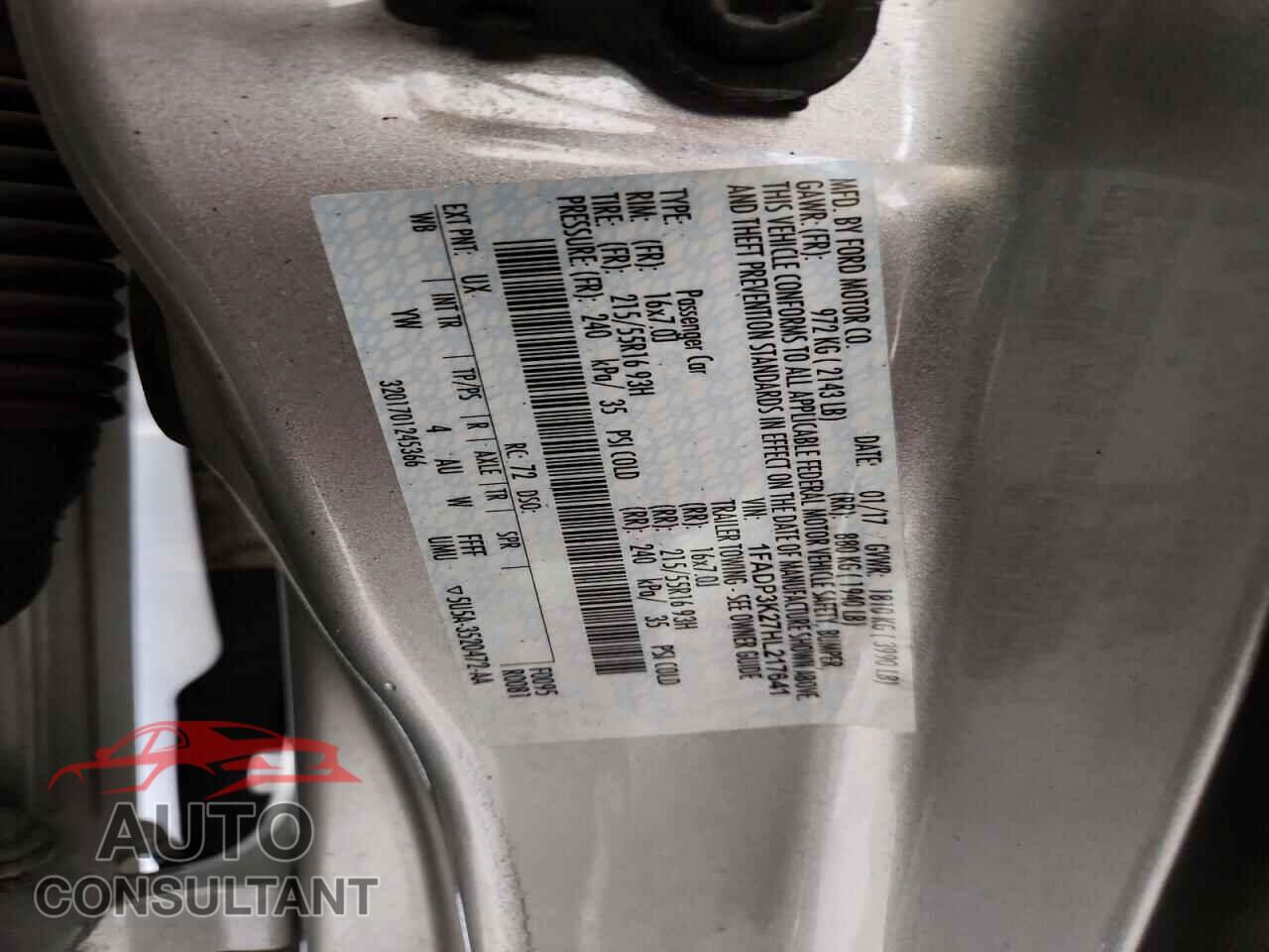 FORD FOCUS 2017 - 1FADP3K27HL217641
