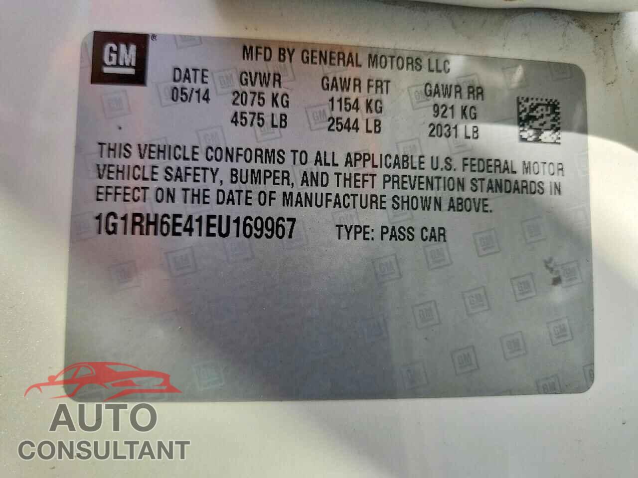 CHEVROLET VOLT 2014 - 1G1RH6E41EU169967