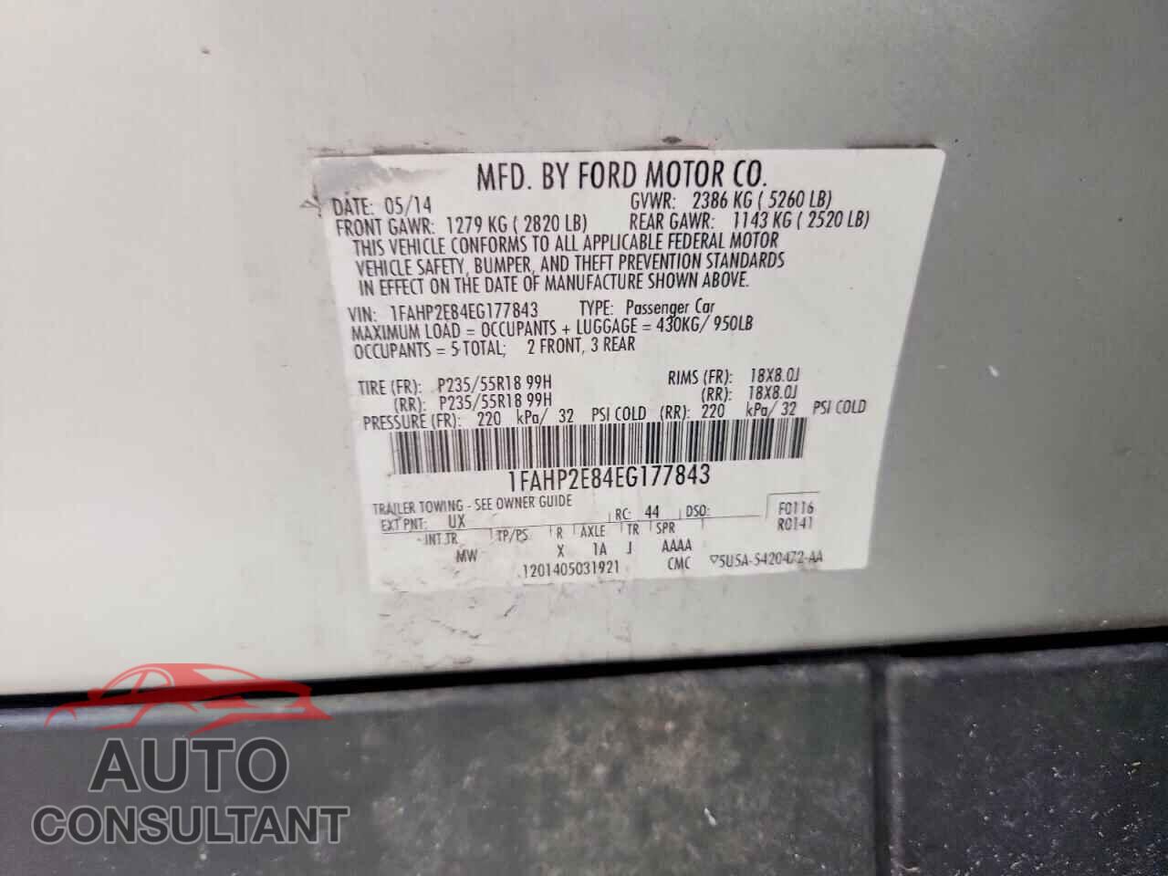 FORD TAURUS 2014 - 1FAHP2E84EG177843