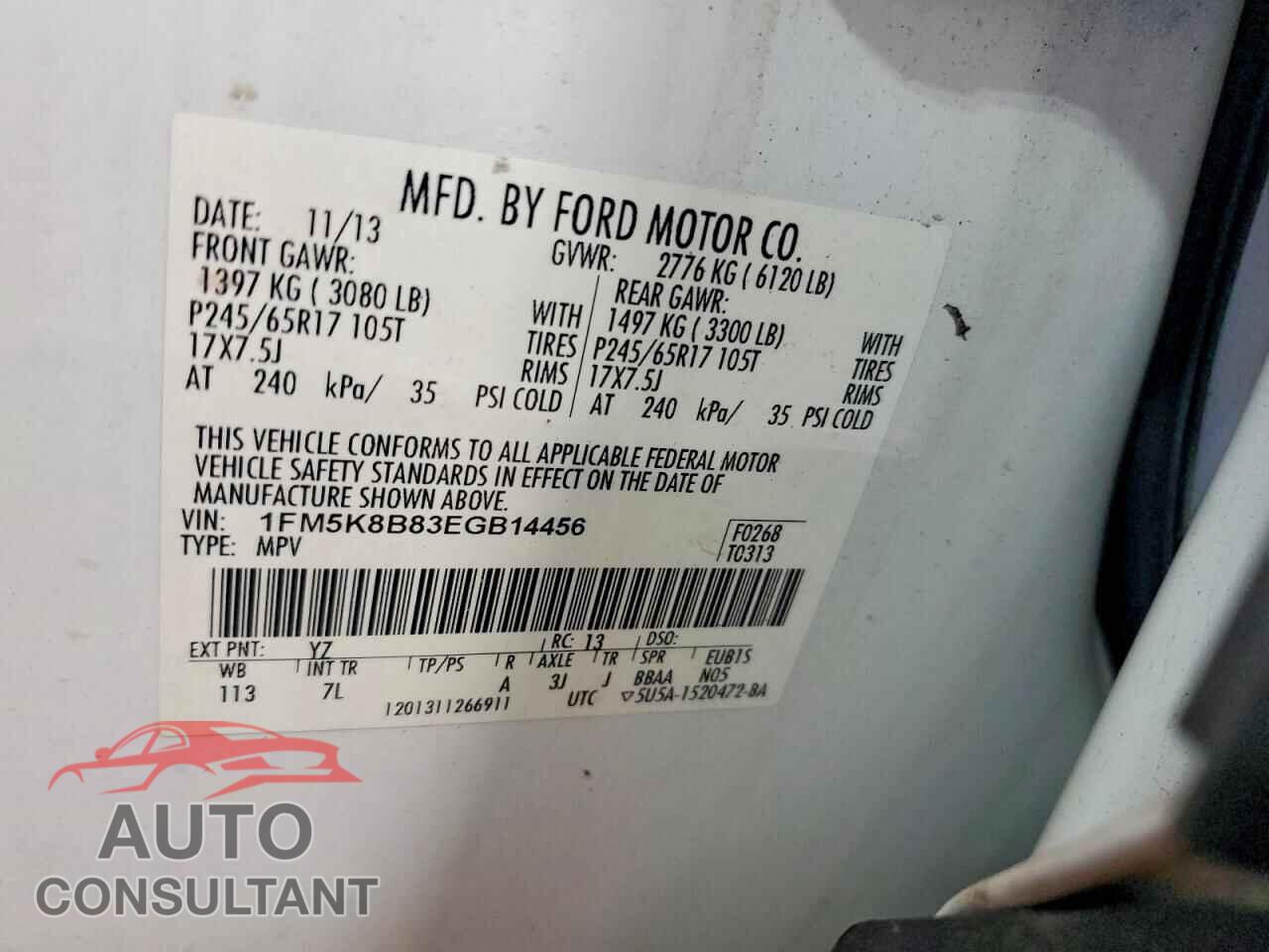 FORD EXPLORER 2014 - 1FM5K8B83EGB14456