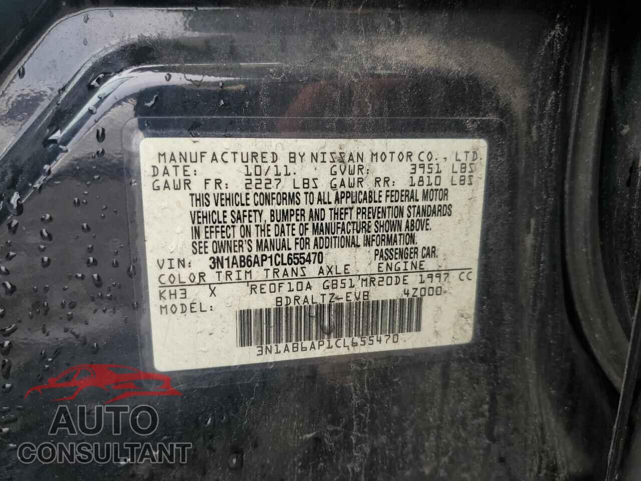 NISSAN SENTRA 2012 - 3N1AB6AP1CL655470