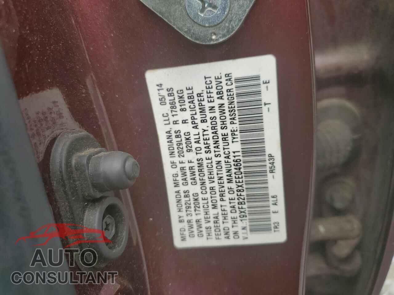 HONDA CIVIC 2014 - 19XFB2F8XEE046611