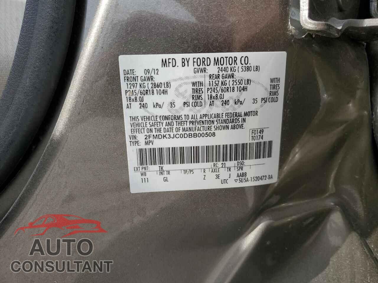 FORD EDGE 2013 - 2FMDK3JC0DBB00508