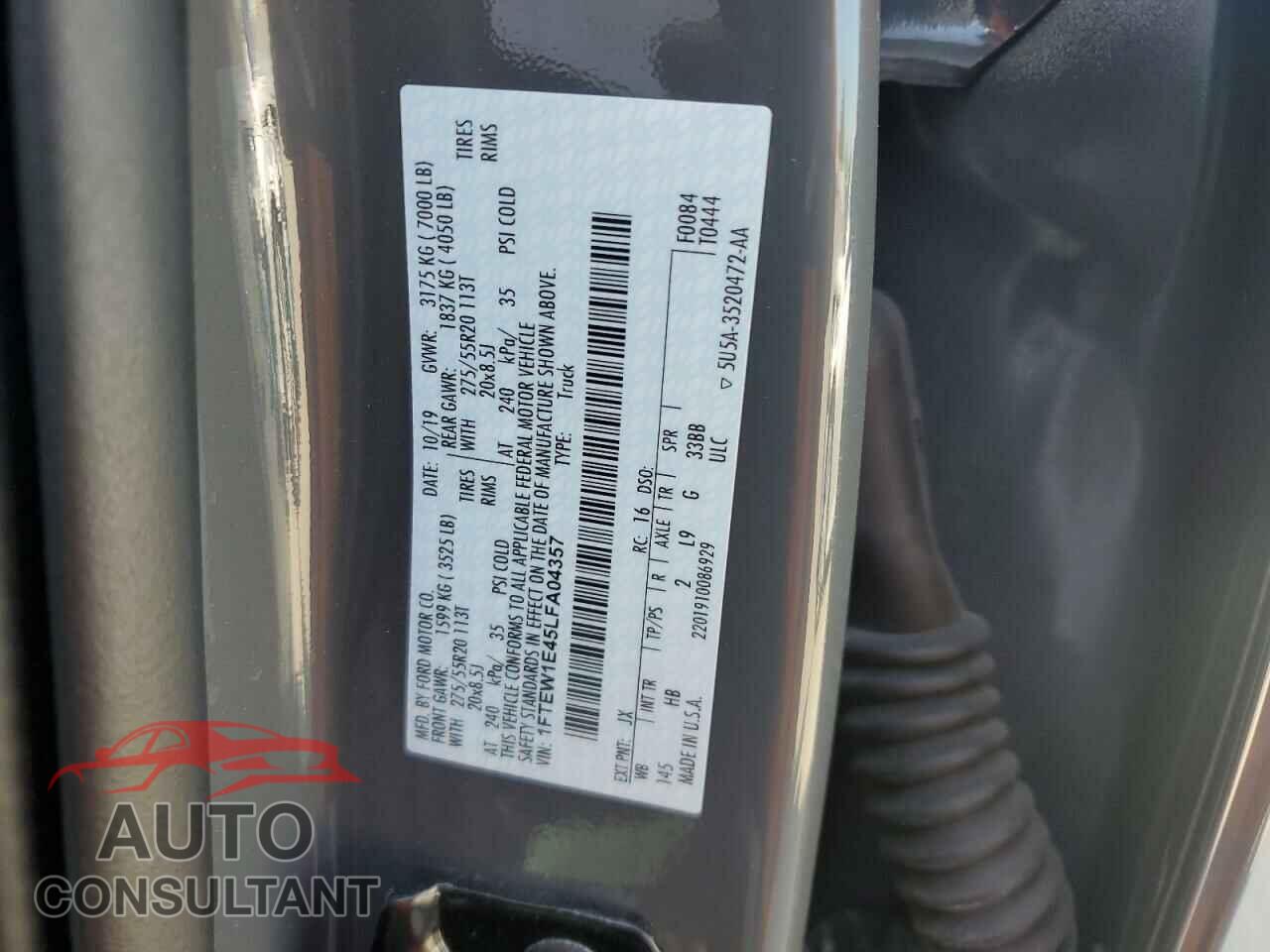 FORD F-150 2020 - 1FTEW1E45LFA04357