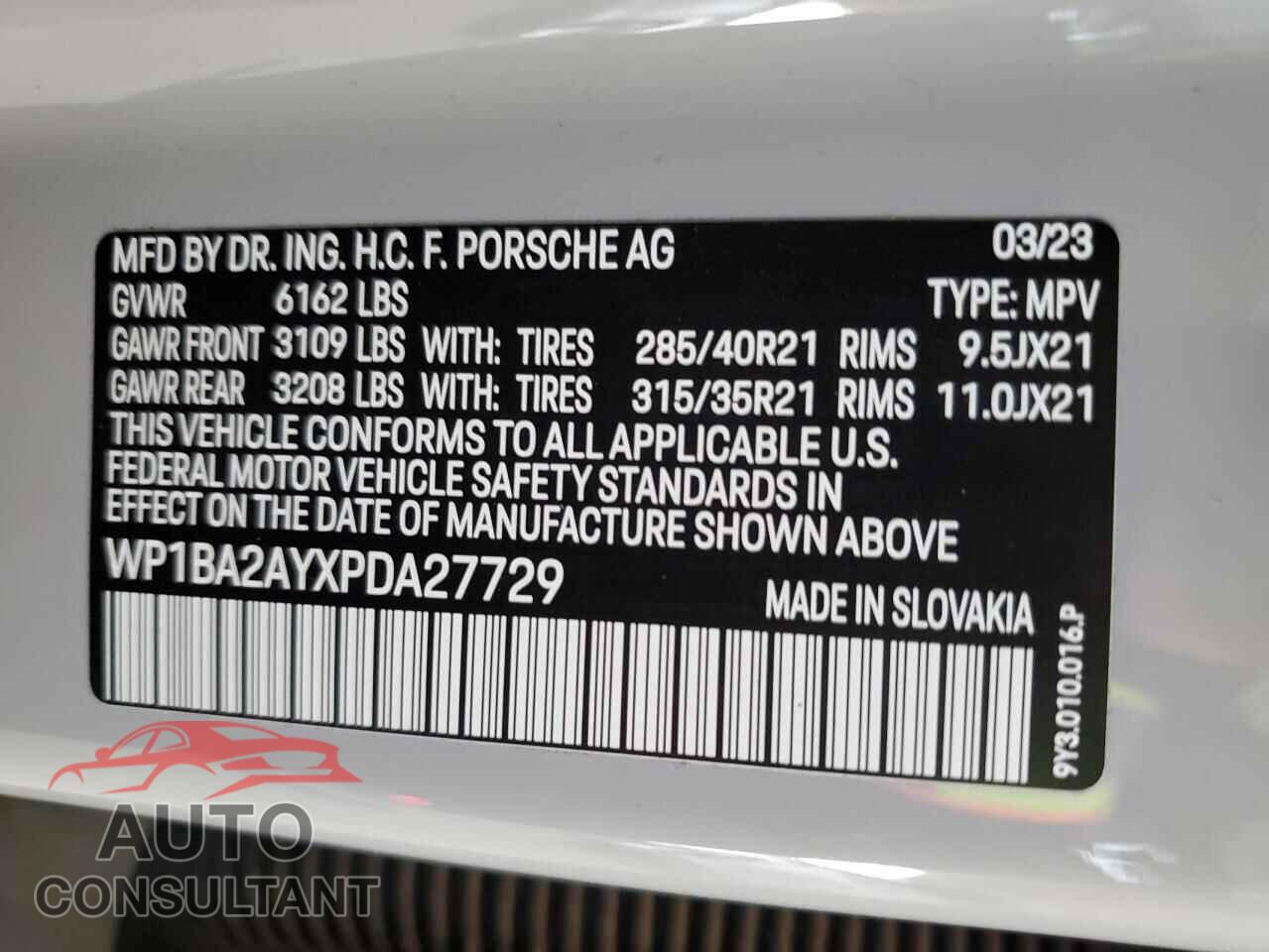 PORSCHE CAYENNE 2023 - WP1BA2AYXPDA27729