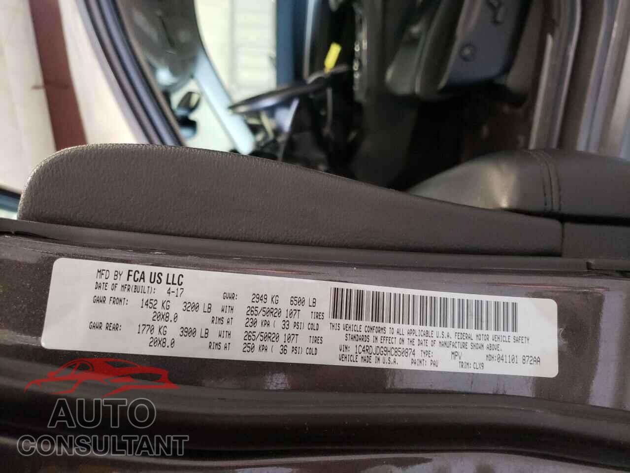 DODGE DURANGO 2017 - 1C4RDJDG9HC850874