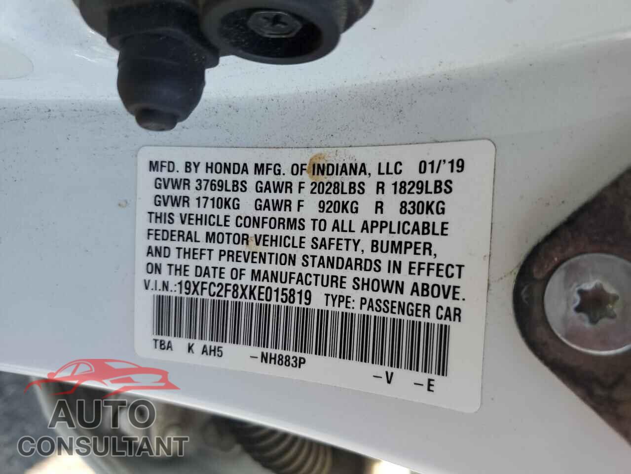 HONDA CIVIC 2019 - 19XFC2F8XKE015819