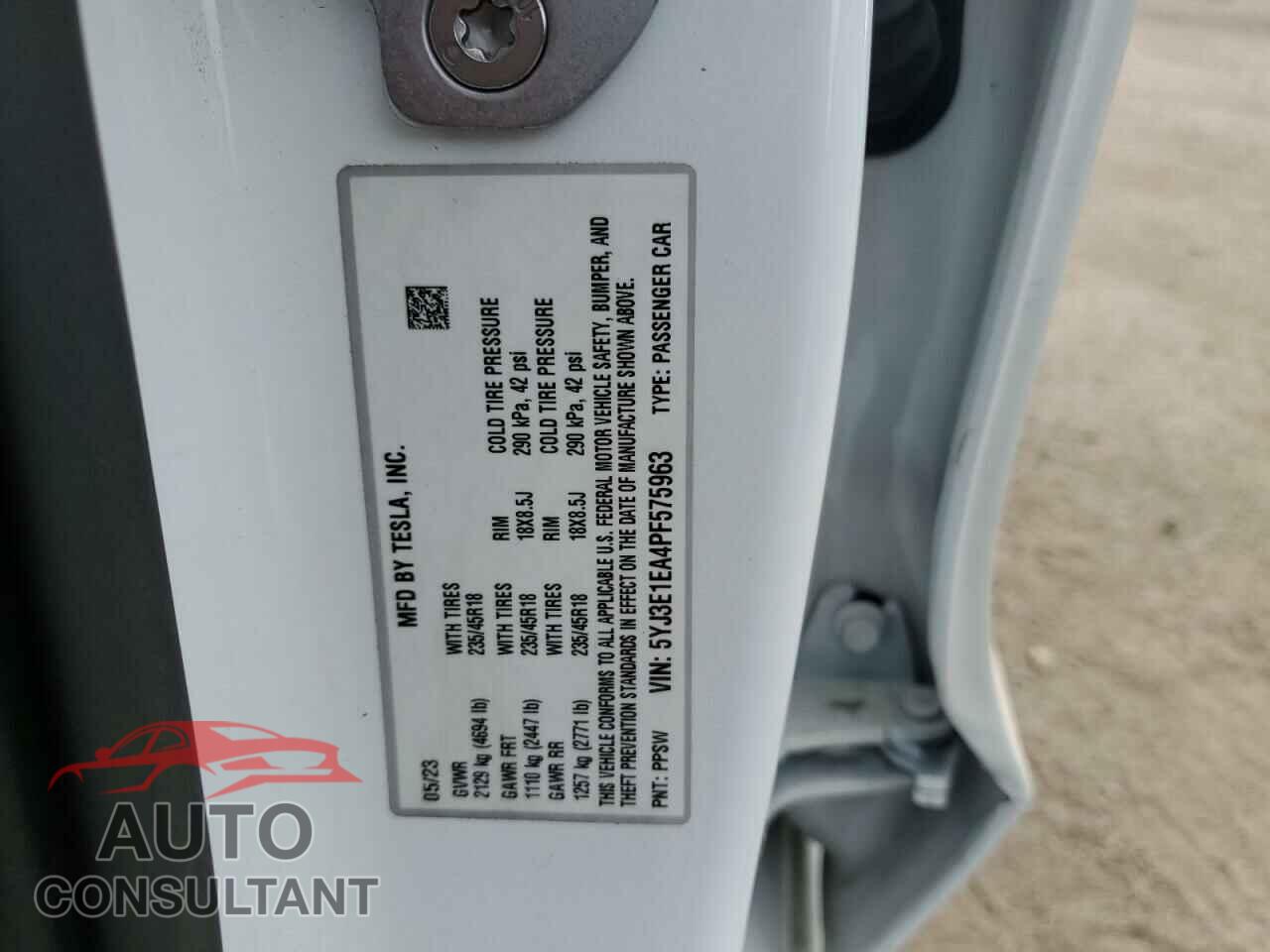 TESLA MODEL 3 2023 - 5YJ3E1EA4PF575963