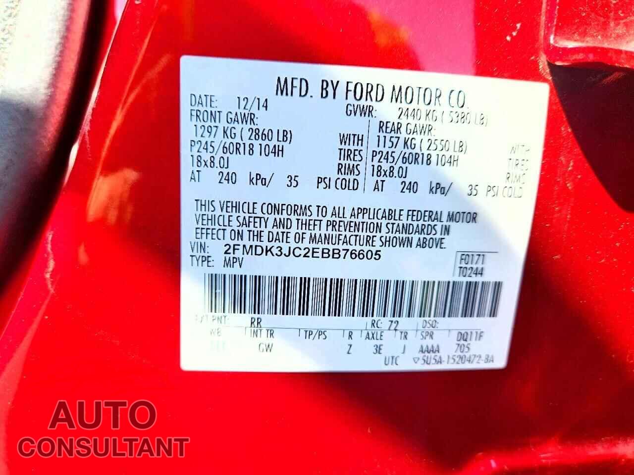 FORD EDGE 2014 - 2FMDK3JC2EBB76605