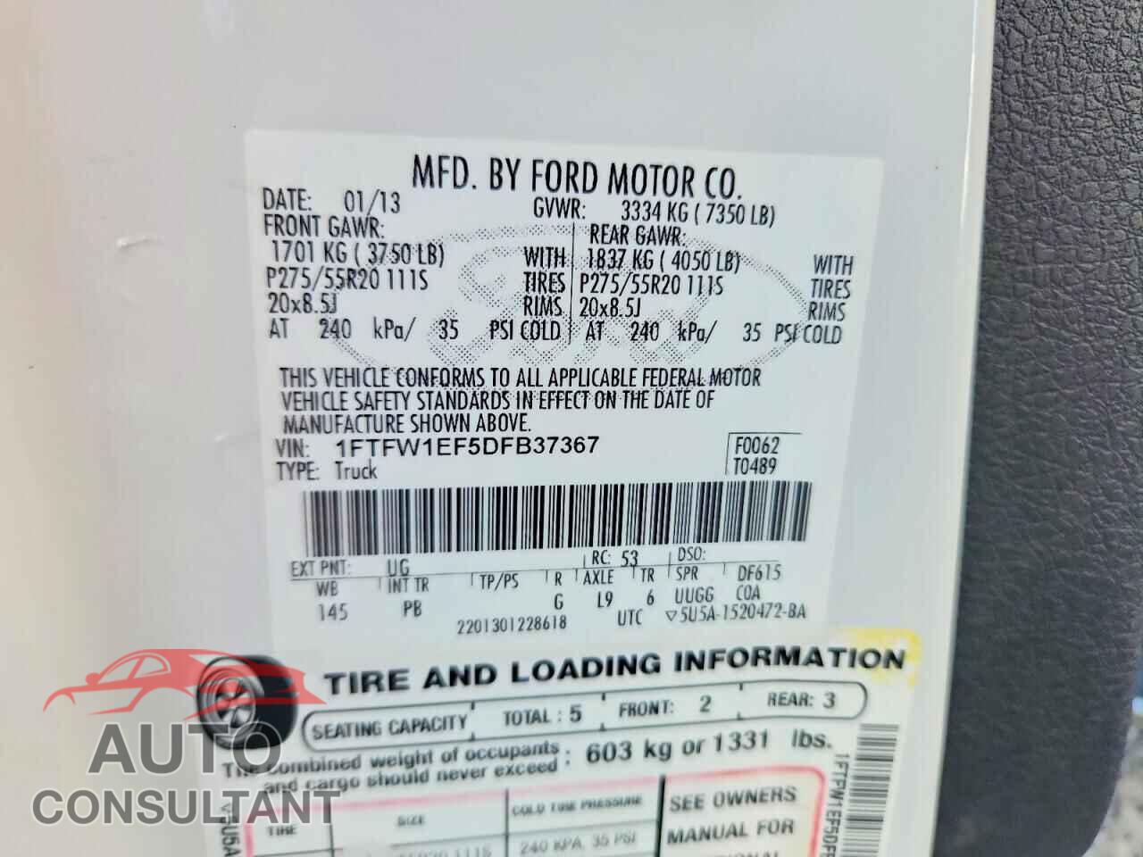 FORD F150 2013 - 1FTFW1EF5DFB37367