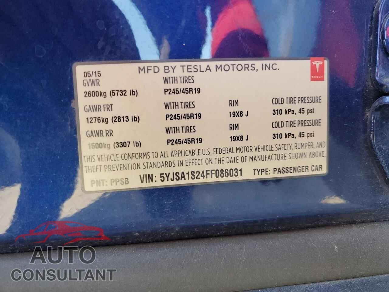TESLA MODEL S 2015 - 5YJSA1S24FF086031